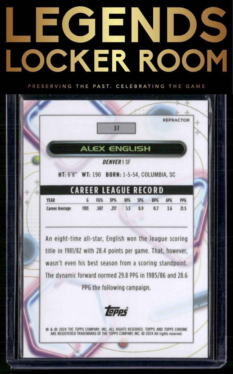 2023-24 Topps Chrome Cosmic #37 Alex English Refractors