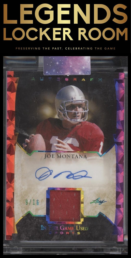 2022 Leaf In The Game Used Sports Auto Purple Joe Montana /16
