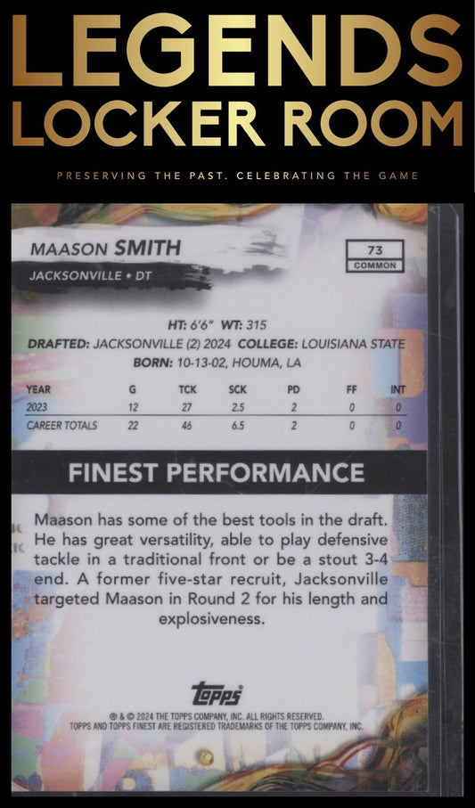 2024 Finest #73 Maason Smith Red Refractor #/10