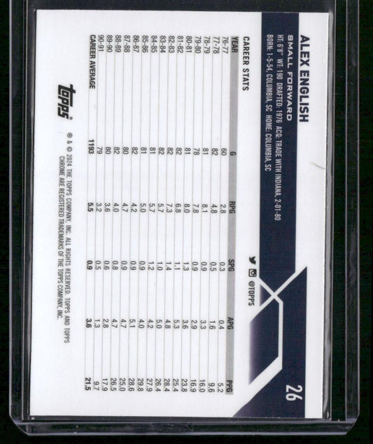 2023-24 Topps Chrome #26 Alex English Pink Basketball Refractors