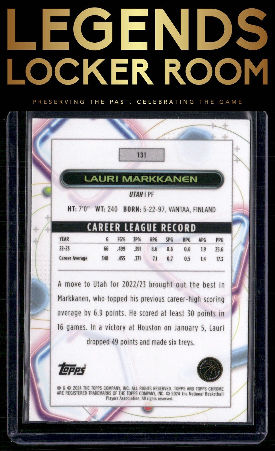 2023-24 Topps Chrome Cosmic #131 Lauri Markkanen