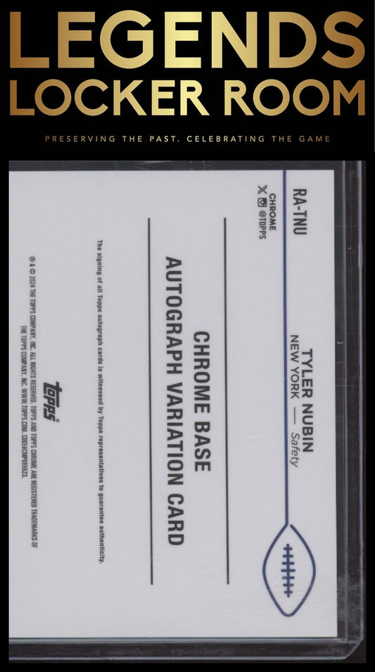 2024 Topps Chrome #RA-TNU Tyler Nubin Rookie Autographs Yellow Geo /75