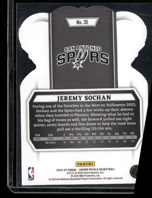 2023-24 Panini Crown Royale #35 Jeremy Sochan