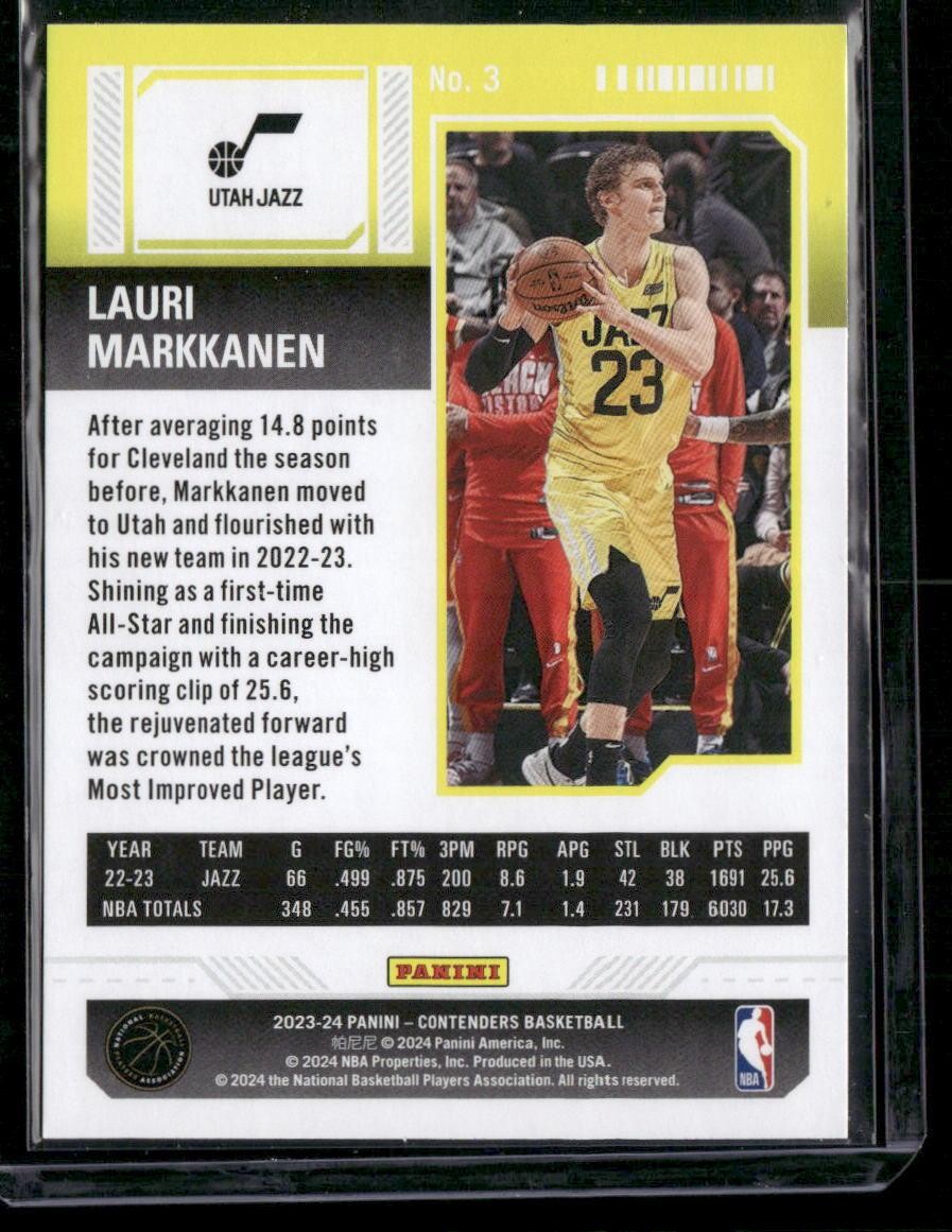 2023-24 Panini Contenders #3 Lauri Markkanen Season Ticket Retail
