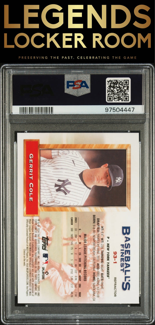 2024 Topps Finest What If 1993 Finest Prototypes Gerrit Cole Ref PSA 9