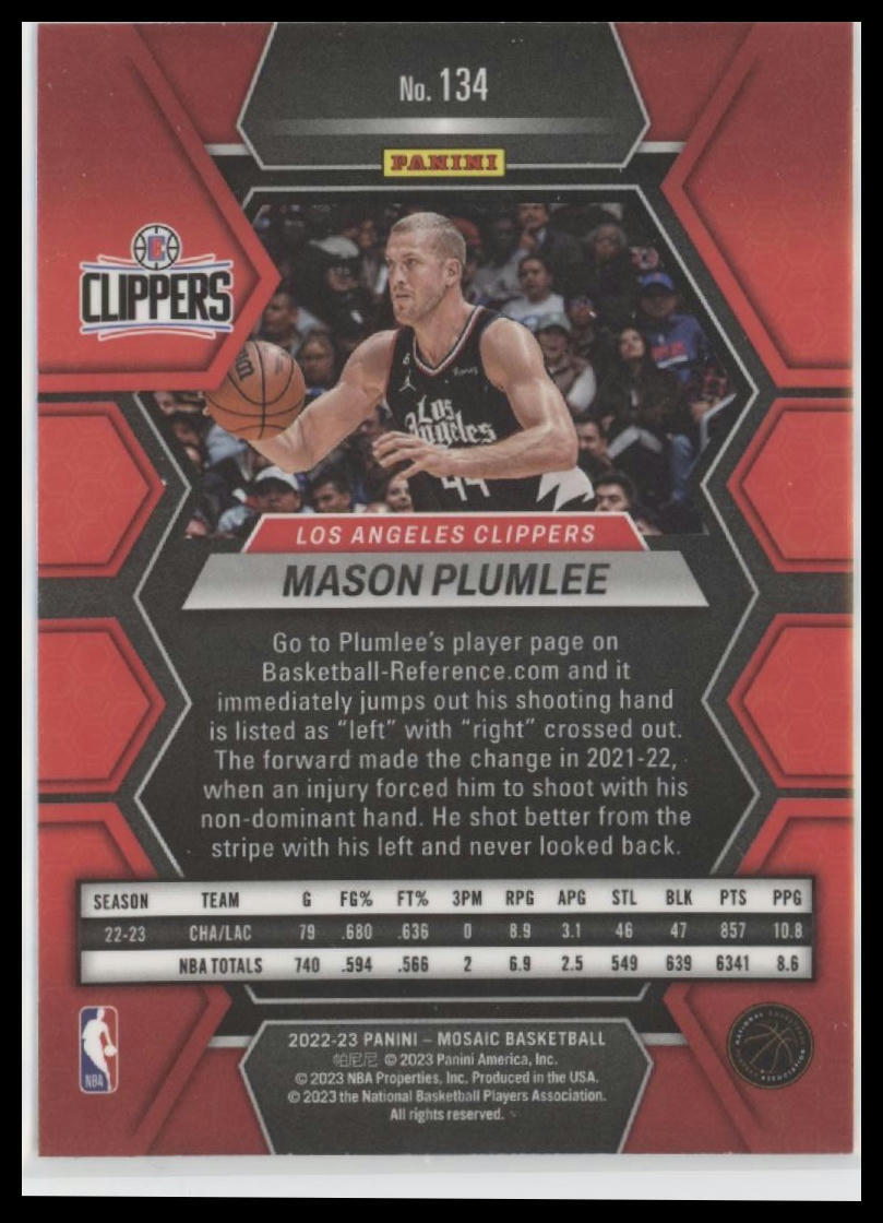 2022-23 Panini Mosaic #134 Mason Plumlee