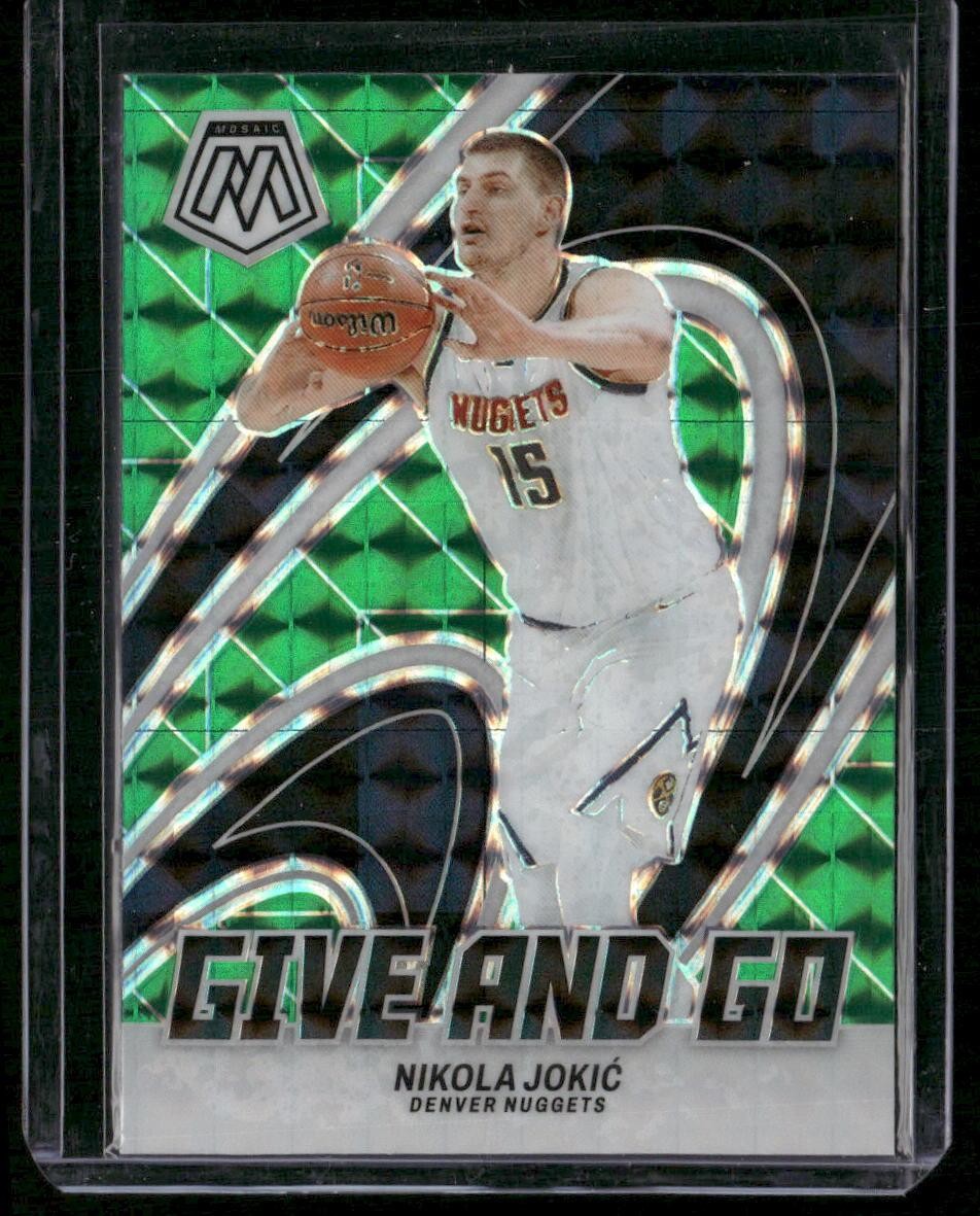 2023-24 Panini Mosaic #6 Nikola Jokic Give and Go Mosaic Green