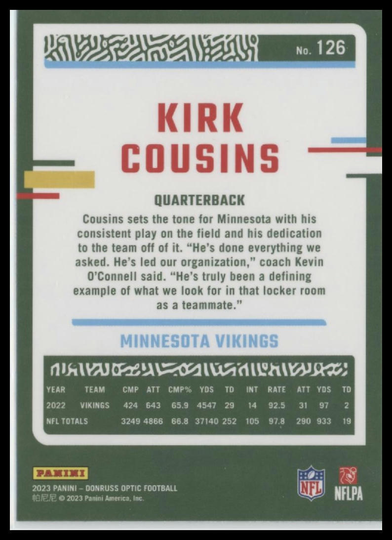 2023 Donruss Optic #126 Kirk Cousins