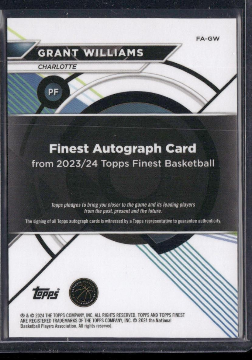 2023-24 Finest Grant Williams Finest Autographs Blue Geometric Refractors /99