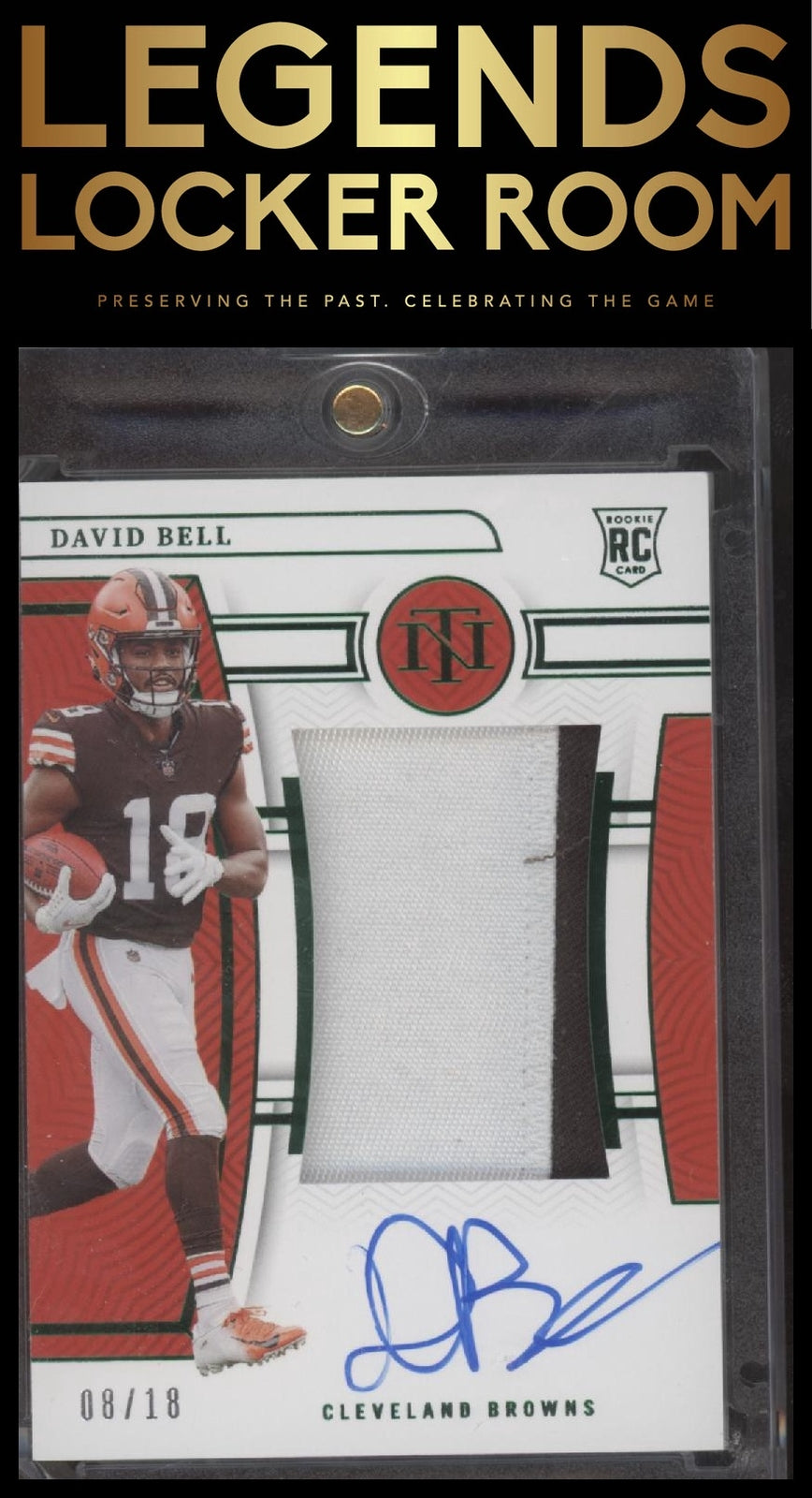 2022 Playoff National Treasures Football RPA David Bell Green Jersey Number #/18