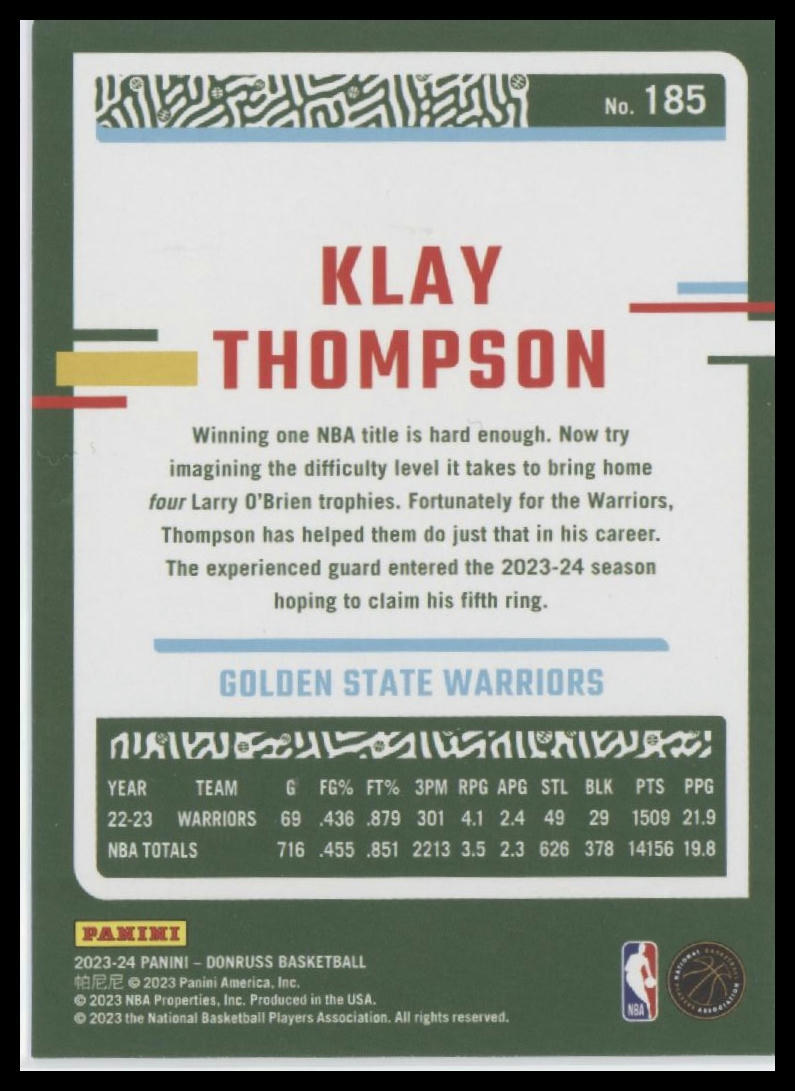 2023-24 Donruss #185 Klay Thompson