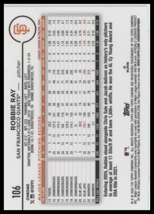 2024 Topps Chrome #106 Robbie Ray