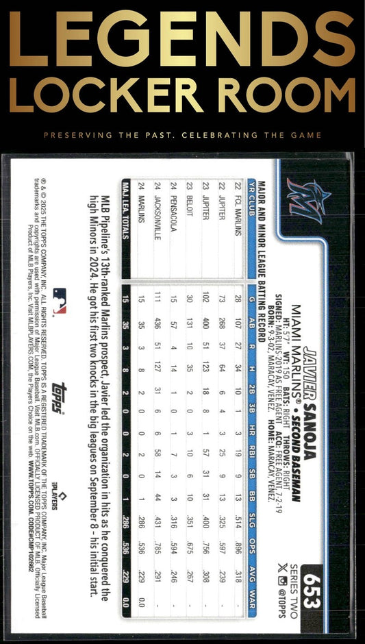 2025 Topps #653 Javier Sanoja Sandglitter