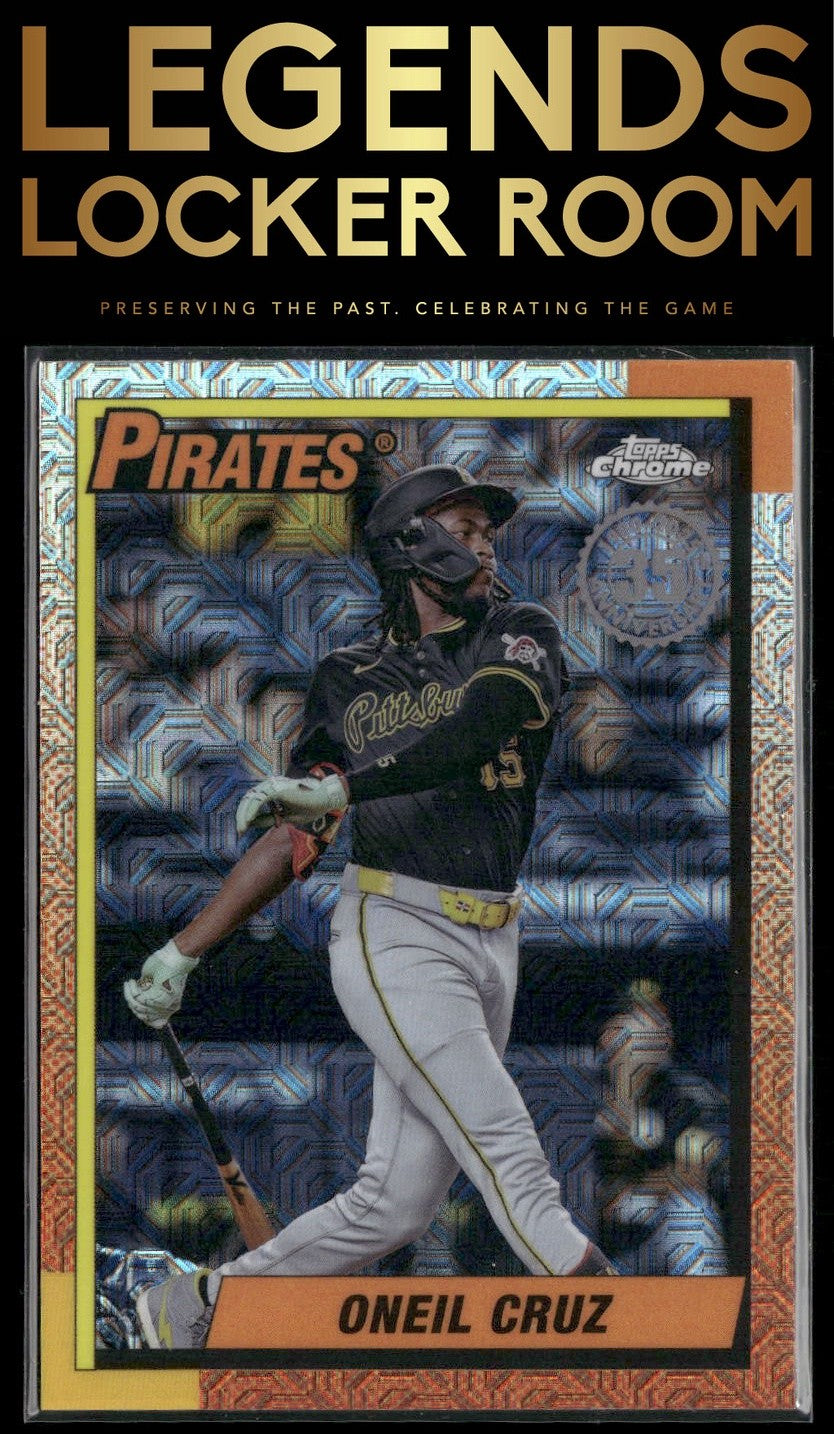 2025 Topps Oneil Cruz 1990 Topps Baseball 35th Anniversary Chrome Mojo