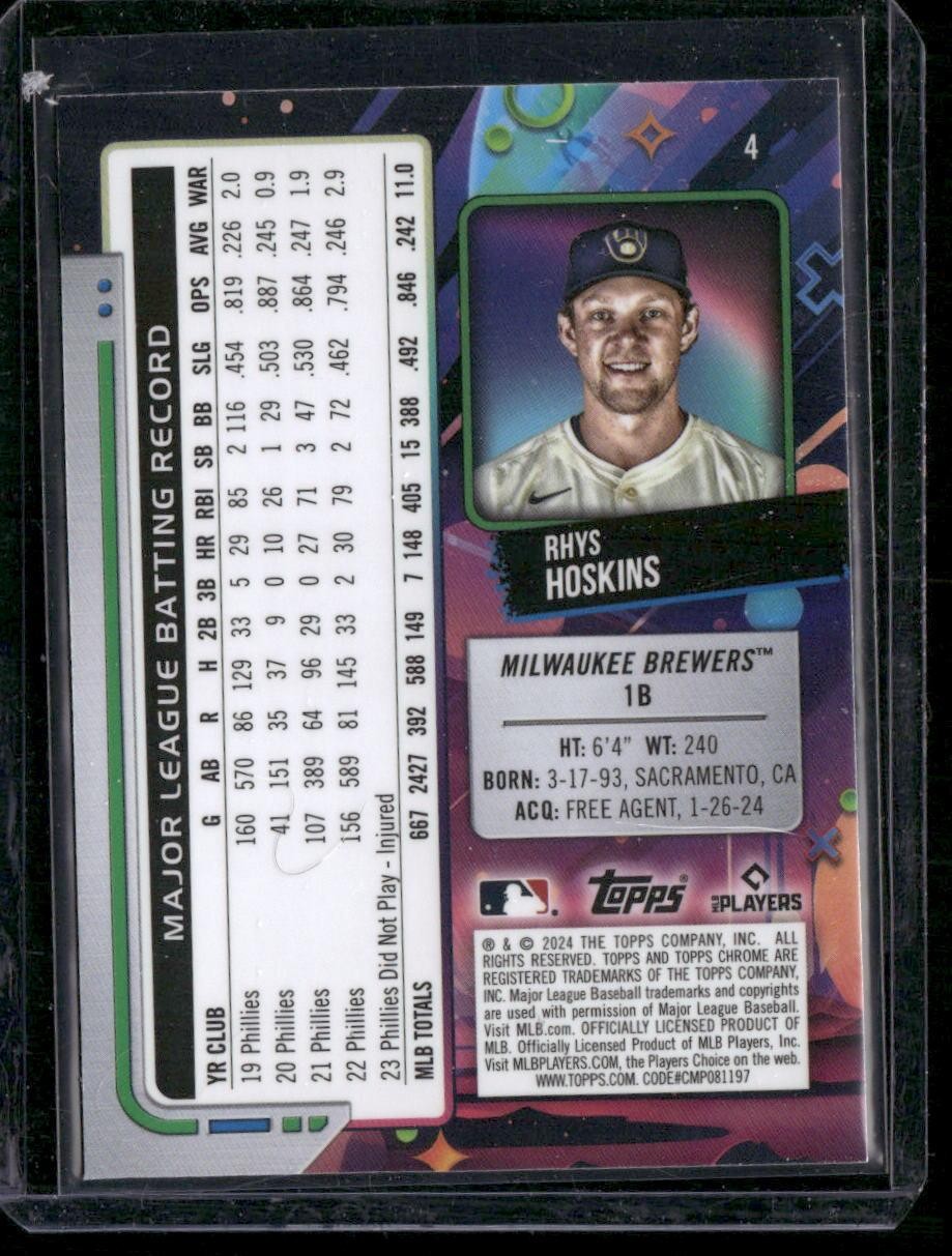 2024 Topps Chrome Cosmic #4 Rhys Hoskins