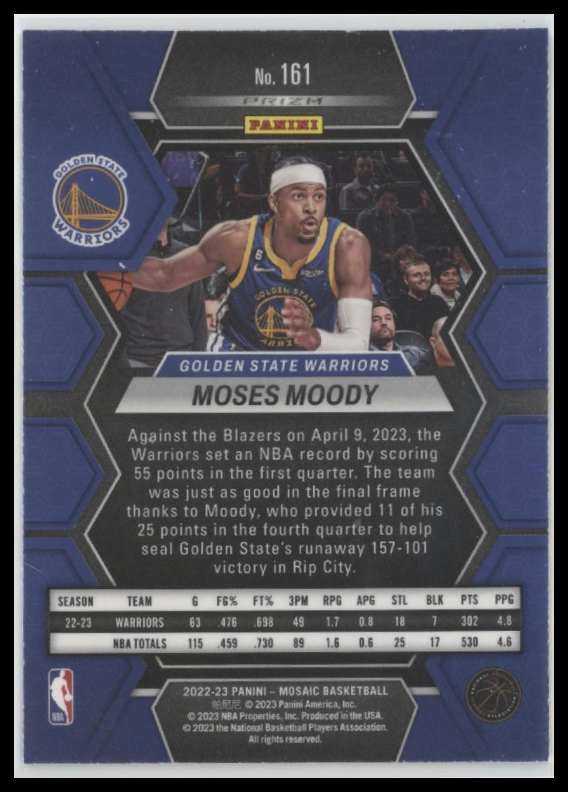 2022-23 Panini Mosaic #161 Moses Moody Green