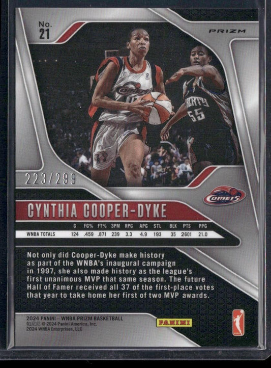 2024 Panini Prizm WNBA #21 Cynthia Cooper-Dyke Red Prizms #/299