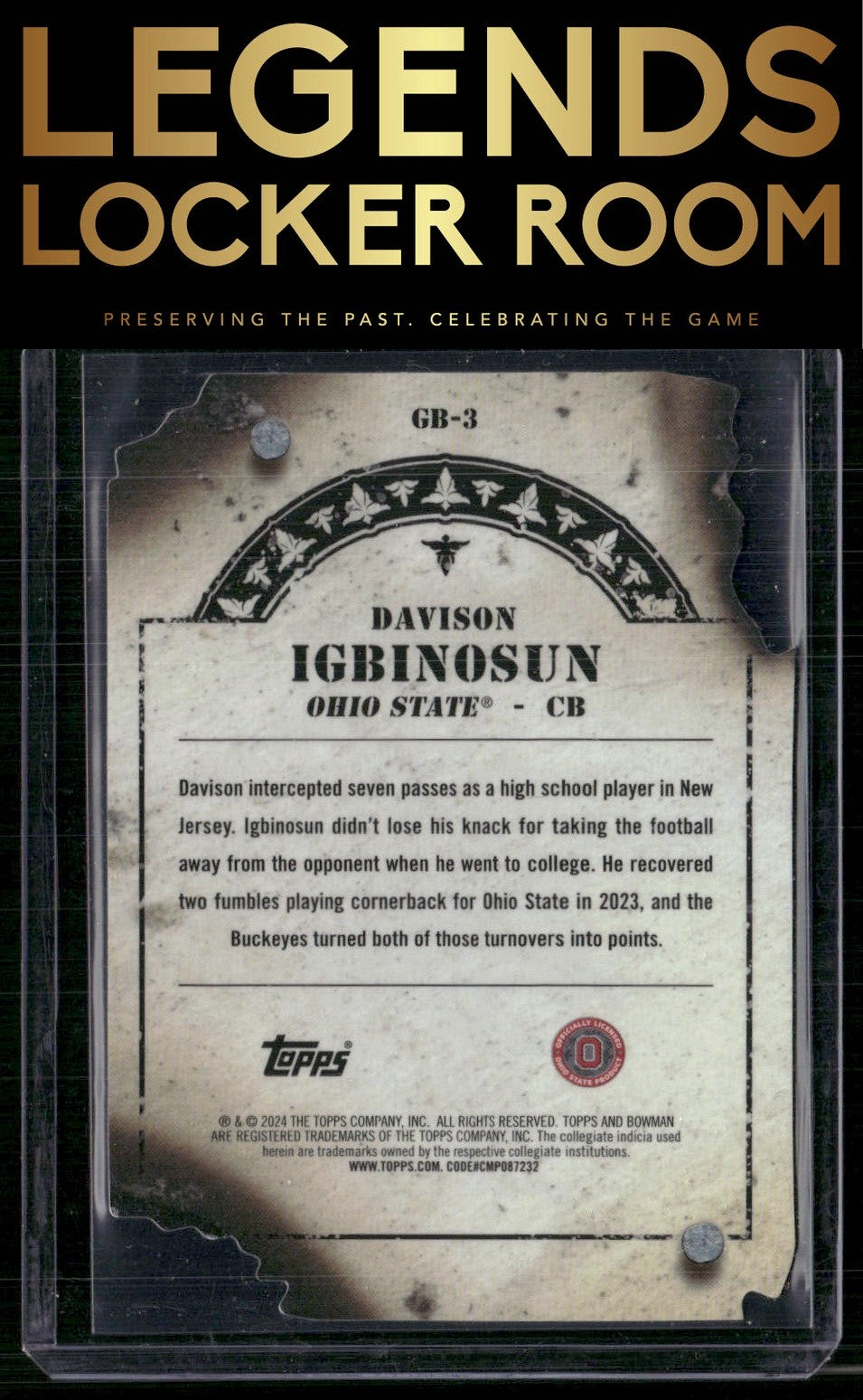 2024 Bowman University Best Davison Igbinosun Gunslingers Die Cut Orange /25