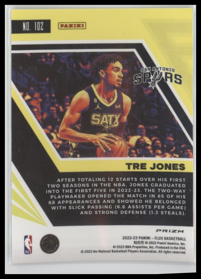 2022-23 Panini Flux #102 Tre Jones Red Cracked Ice