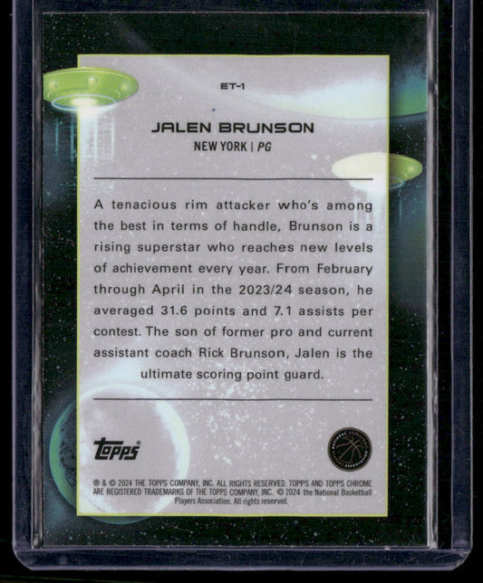 2023-24 Topps Chrome Cosmic #ET-1 Jalen Brunson Extraterrestrial Talent