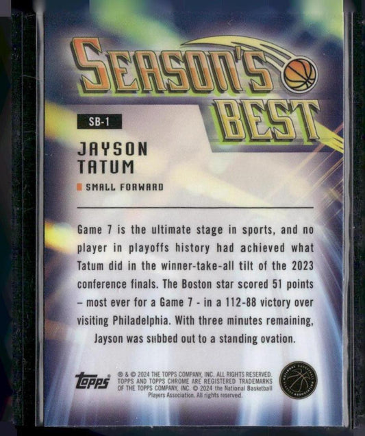 2023-24 Topps Chrome #SB-1 Jayson Tatum Seasons Best