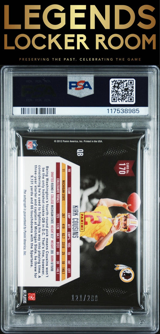 2012 Panini Momentum #170 Kirk Cousins Autograph PSA 7