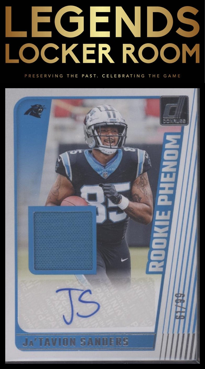 2024 Donruss #RJA-JSA Ja'Tavion Sanders Rookie Phenom Jersey Autographs #/99