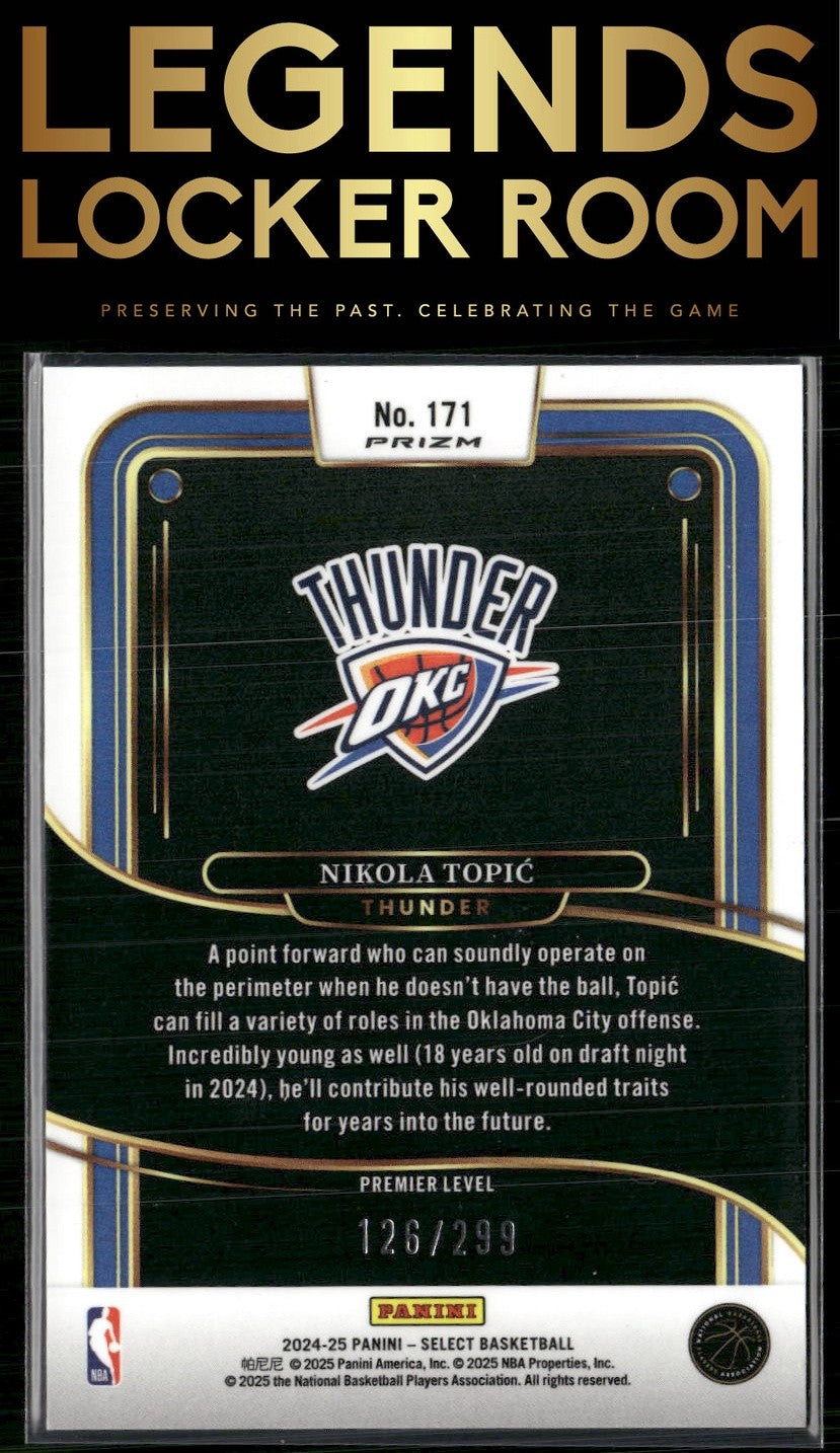 2024-25 Panini Select #171 Nikola Topic Light Blue Prizm #/299