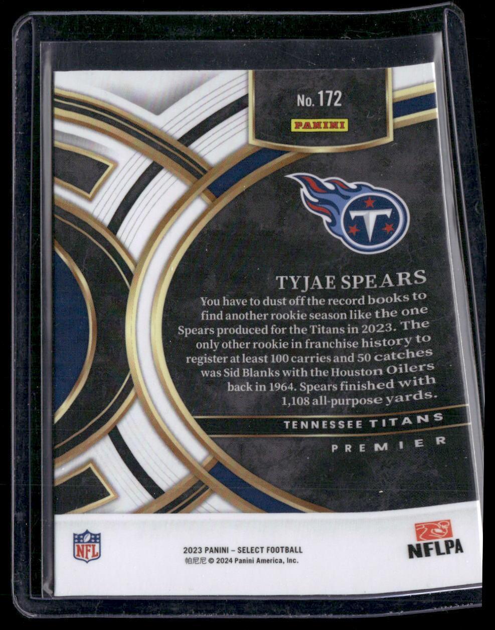 2023 Panini Select #172 Tyjae Spears