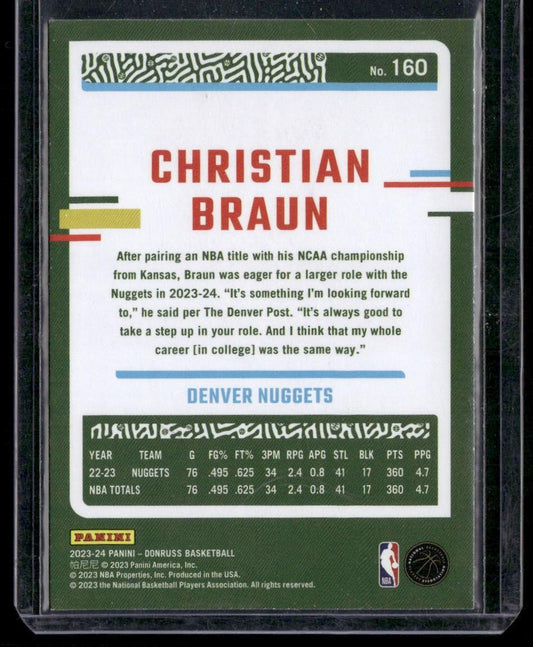 2023-24 Donruss #160 Christian Braun Green Laser Holo