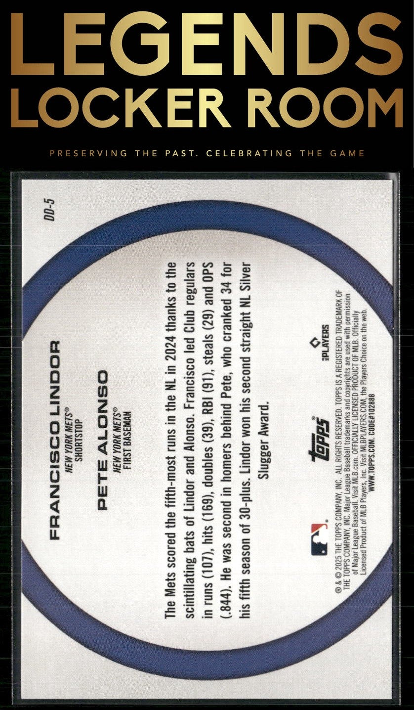 2025 Topps #DD-5 Francisco Lindor / Pete Alonso Dynamic Duos
