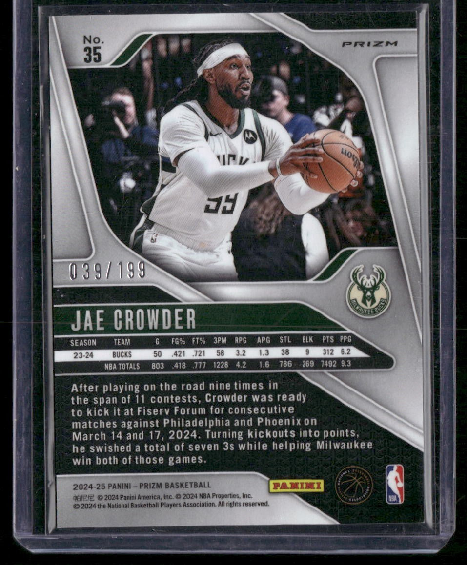 2024-25 Panini Prizm #35 Jae Crowder Prizms Blue #/199