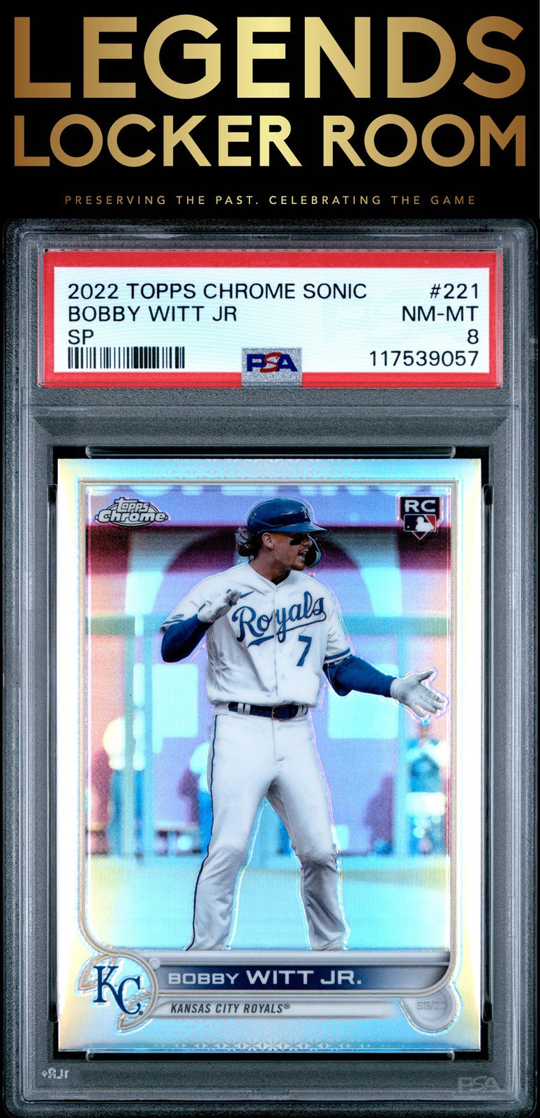 2022 Topps Chrome Sonic #221 Bobby Witt Jr Sp PSA 8