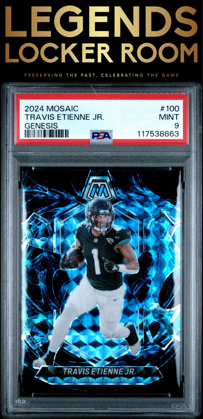 2024 Panini Mosaic #100 Travis Etienne Jr. Genesis PSA 9