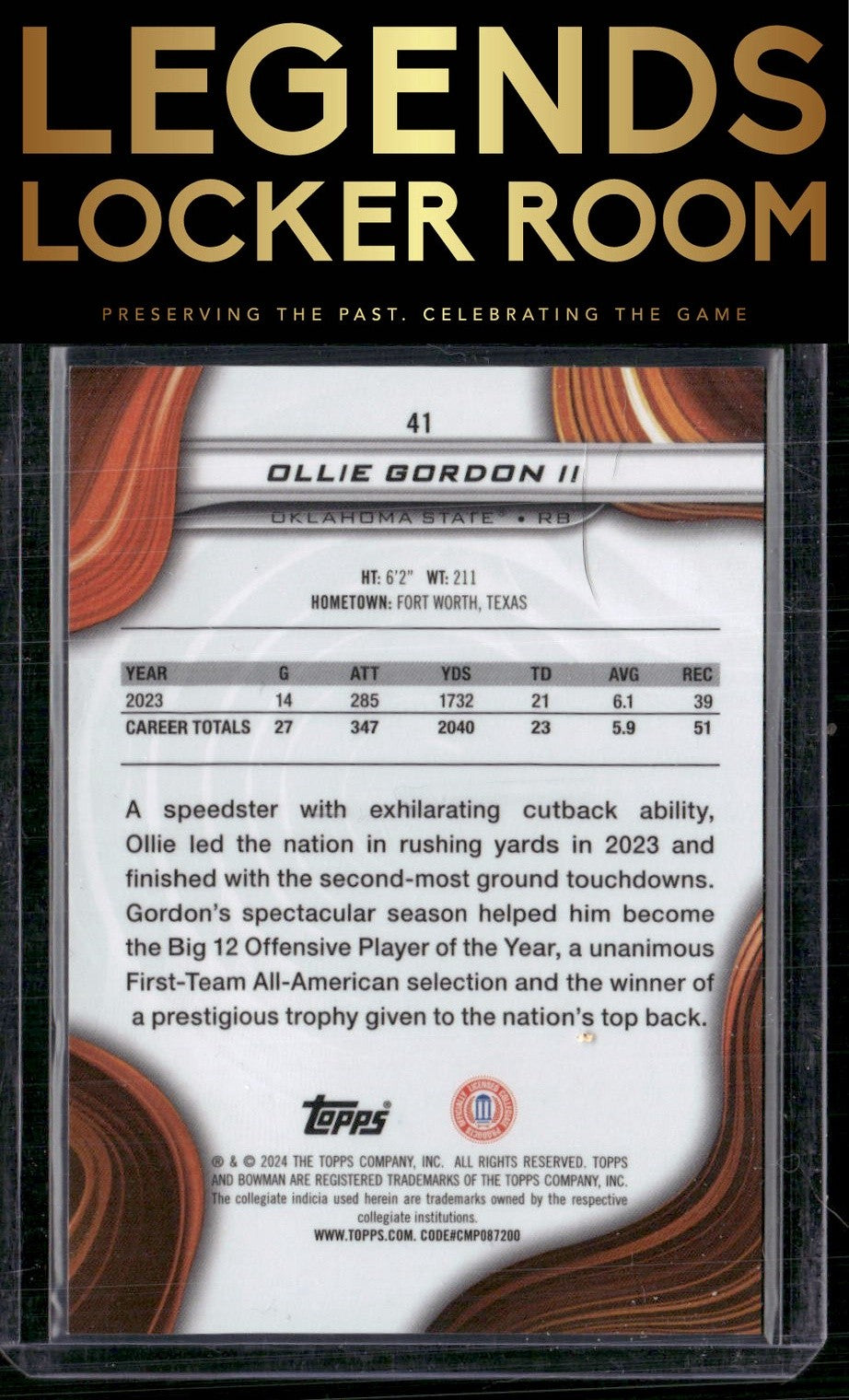 2024 Bowman University Best #41 Ollie Gordon II Orange Geometric Refractor #/25