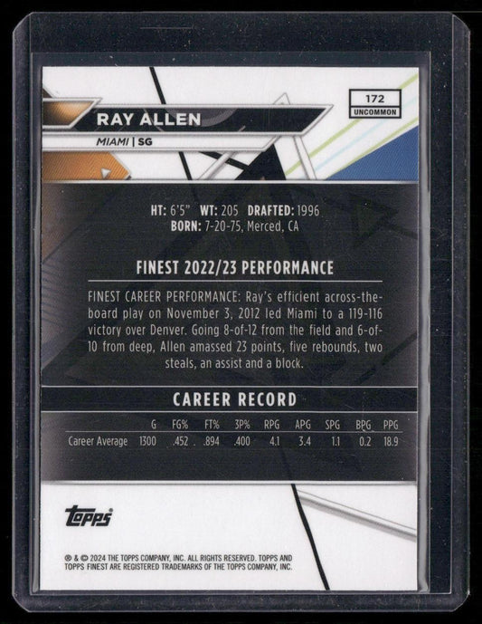 2023-24 Finest #172 Ray Allen Purple Checkerboard Refractors #/99