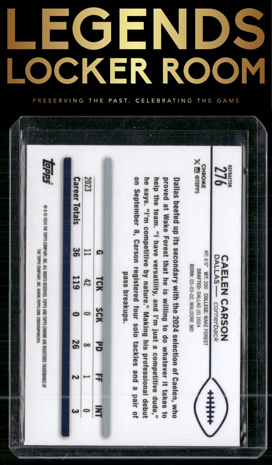 2024 Topps Chrome #276 Caelen Carson Refractor