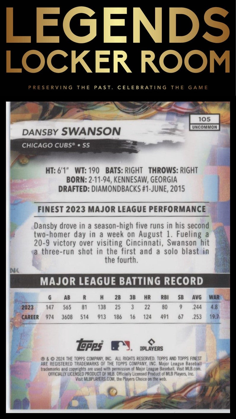 2024 Finest #105 Dansby Swanson Checkerboard Refractor