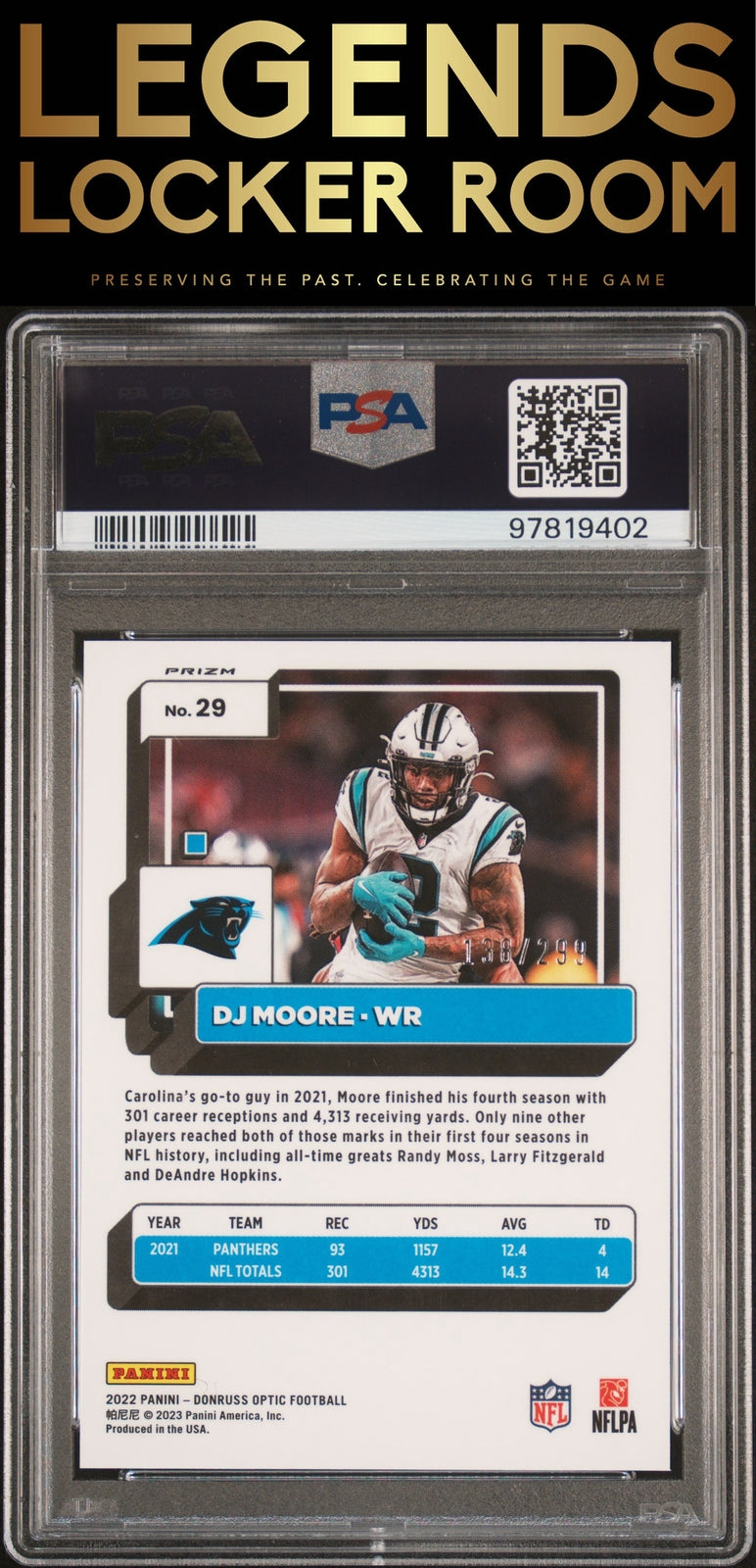 2022 Panini Donruss Optic #29 Dj Moore Aqua PSA 9