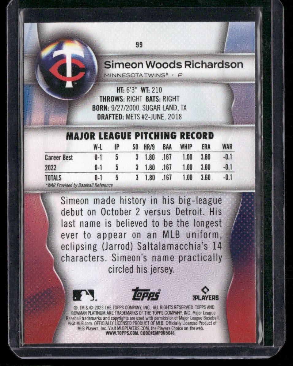 2023 Bowman Platinum #99 Simeon Woods Richardson