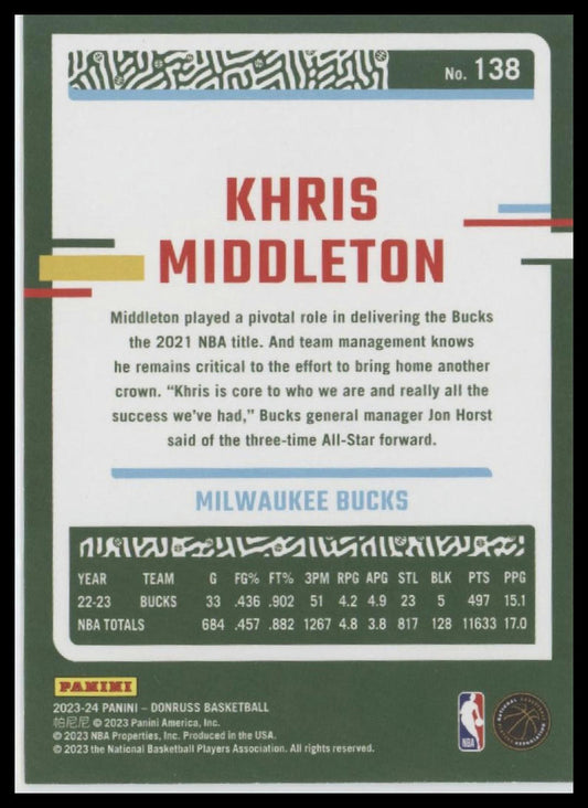 2023-24 Donruss #138 Khris Middleton