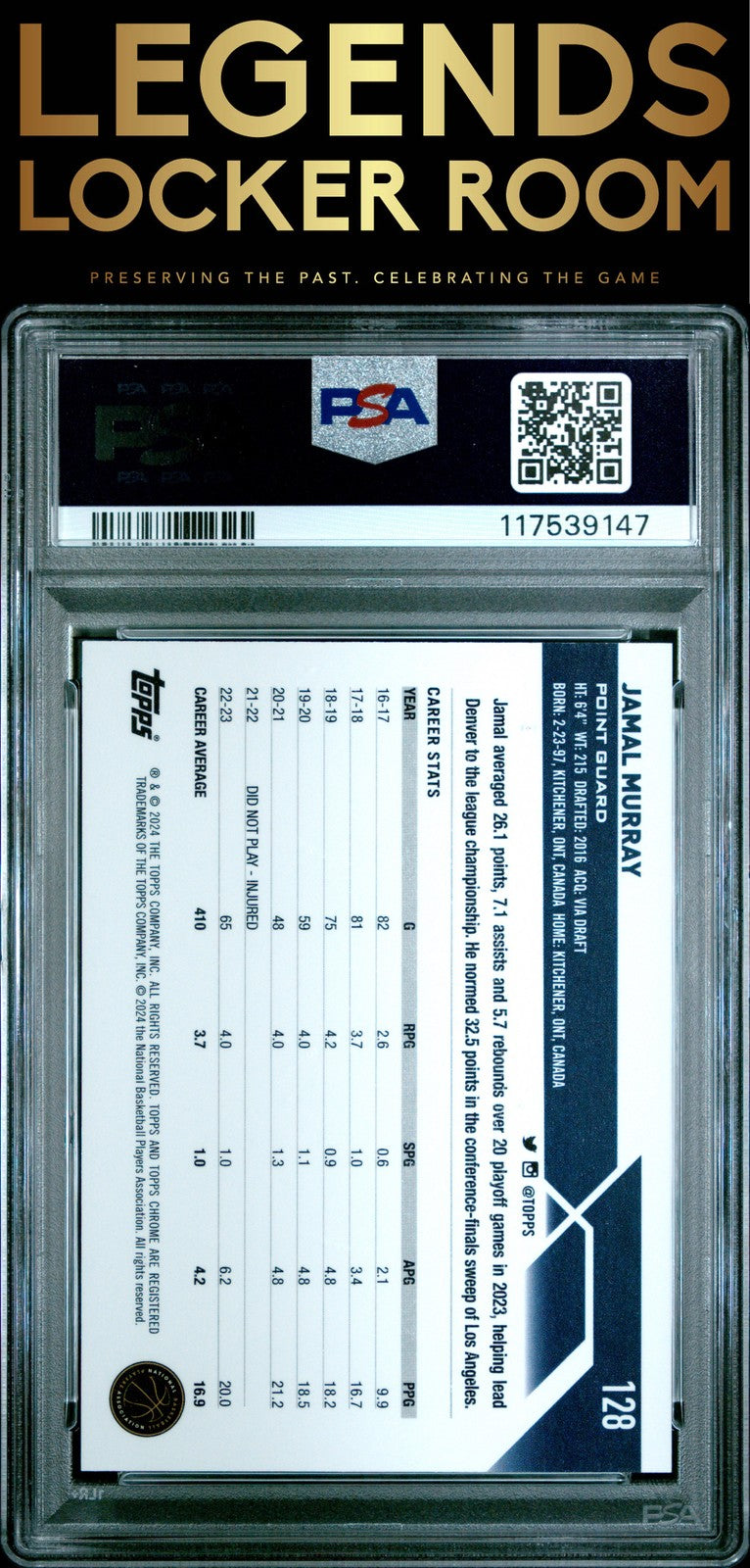 2023 Topps Chrome Sapphire Edition #128 Jamal Murray Red PSA 10