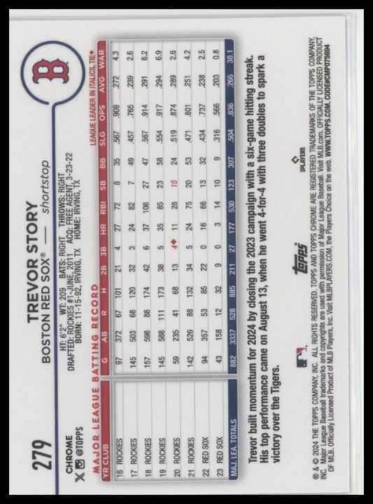 2024 Topps Chrome #279 Trevor Story