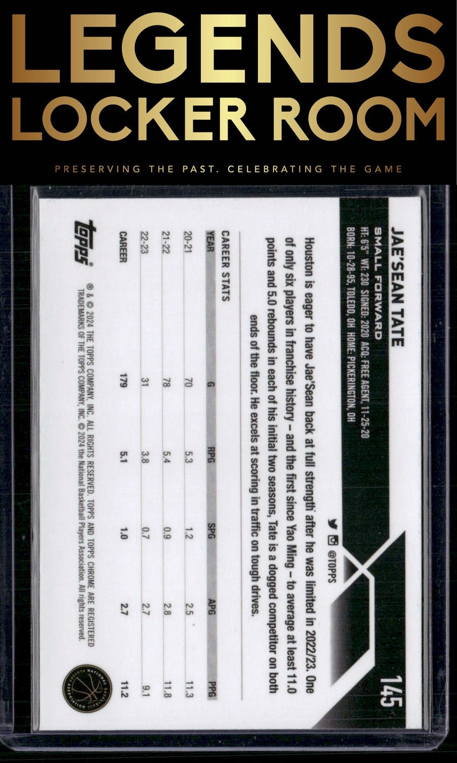 2023-24 Topps Chrome Sapphire #145 Jae'Sean Tate