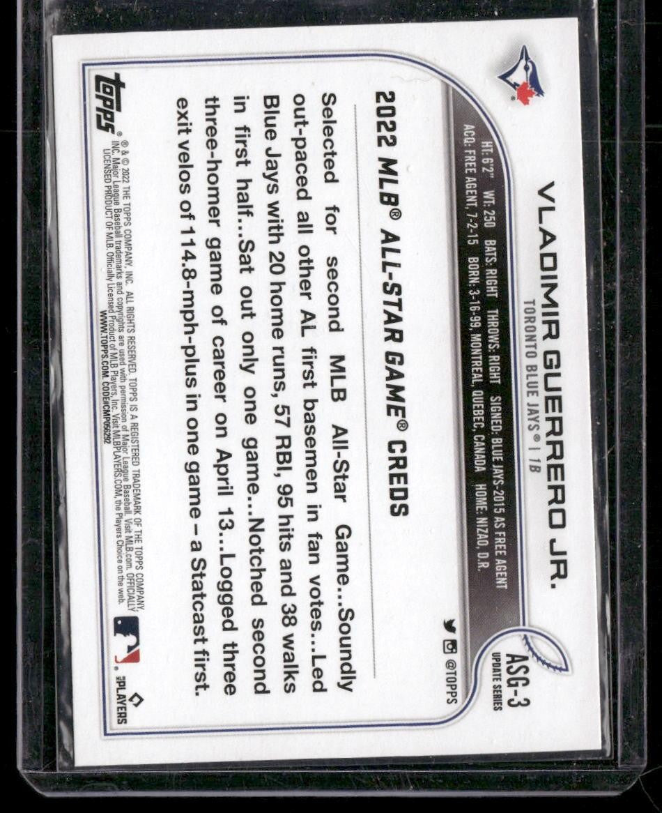 2022 Topps Update #ASG-3 Vladimir Guerrero Jr. 2022 MLB All-Star Game