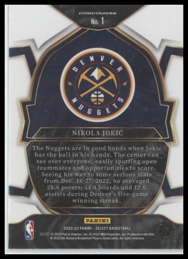 2022-23 Panini Select #1 Nikola Jokic Blue (Retail Base)