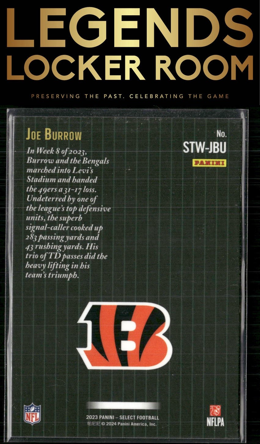 2023 Panini Select #STW-JBU Joe Burrow Score Select Throwback