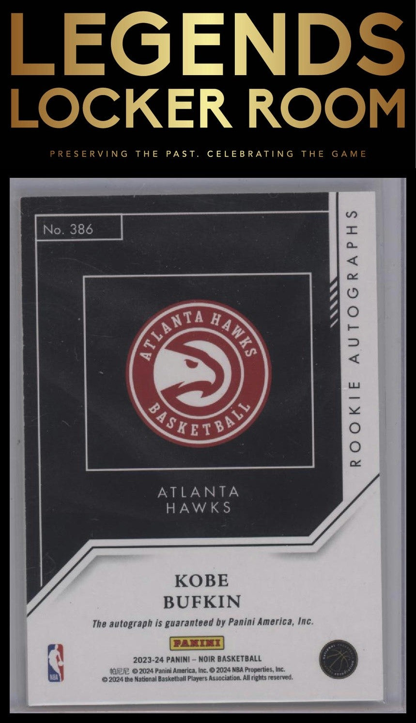 2023-24 Panini Noir #386 Kobe Bufkin Gold #/25