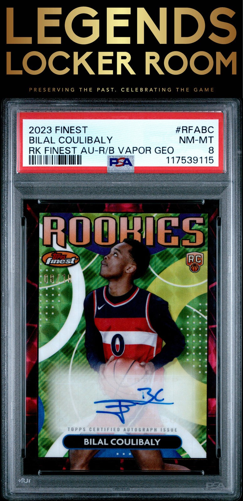 2023 Topps Finest Rookie Finest Autographs Bilal Coulibaly /10 PSA 8