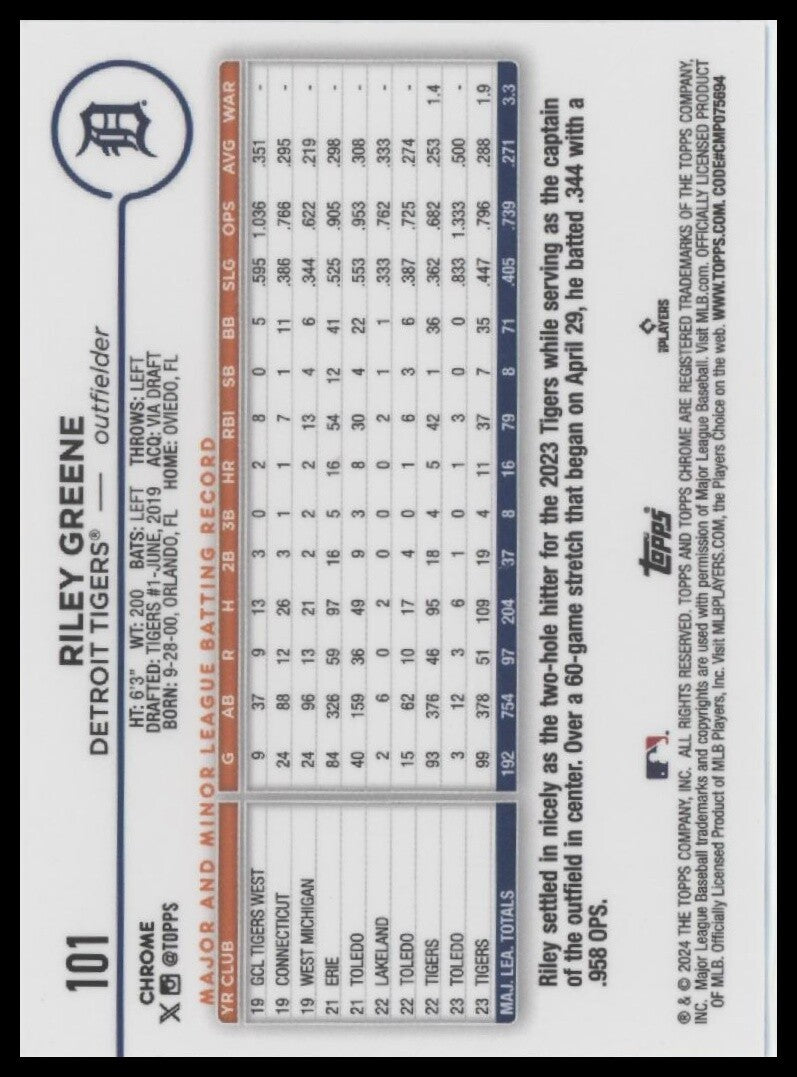 2024 Topps Chrome #101 Riley Greene